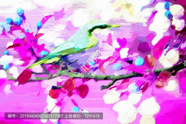 彩繪水墨花鳥裝飾畫