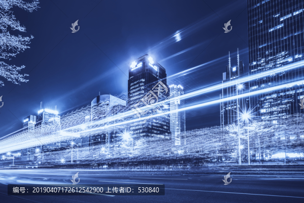 深圳城市夜景建筑街道