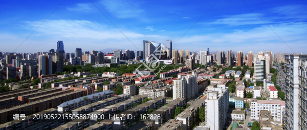 藍(lán)天白云下的石家莊橋東區(qū)全景