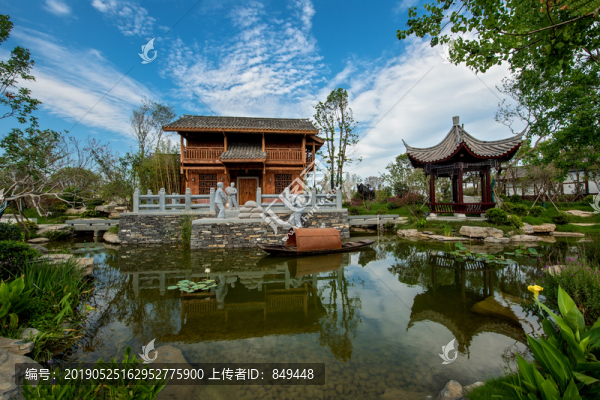 亭臺(tái)水榭木船古建場(chǎng)景