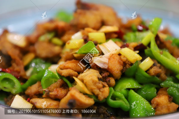 誘人的美食青椒炒雞