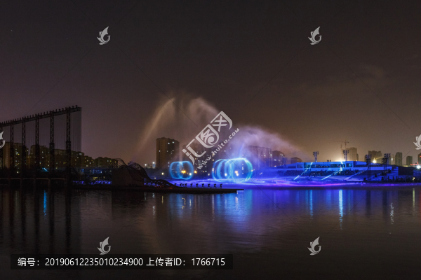 中國山西太原晉陽湖夜色風(fēng)光