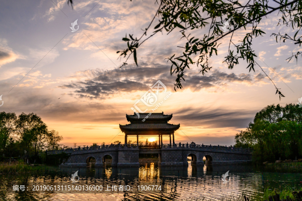 長春北湖國家濕地公園落日景觀