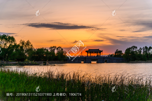 長春北湖國家濕地公園落日景觀