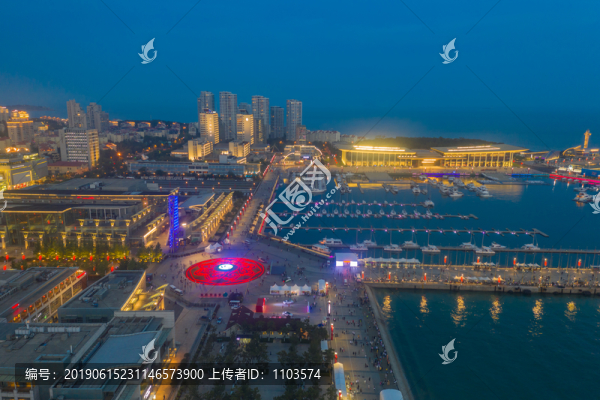 航拍青島夜景燈光秀