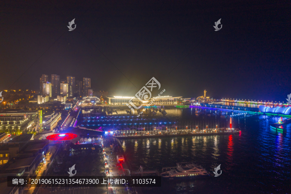 航拍青島夜景燈光秀