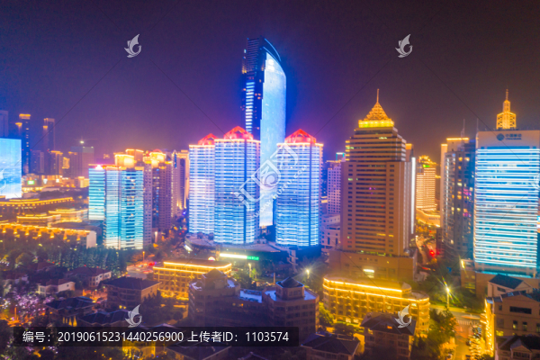 航拍青島夜景燈光秀