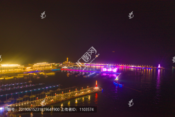 航拍青島夜景燈光秀