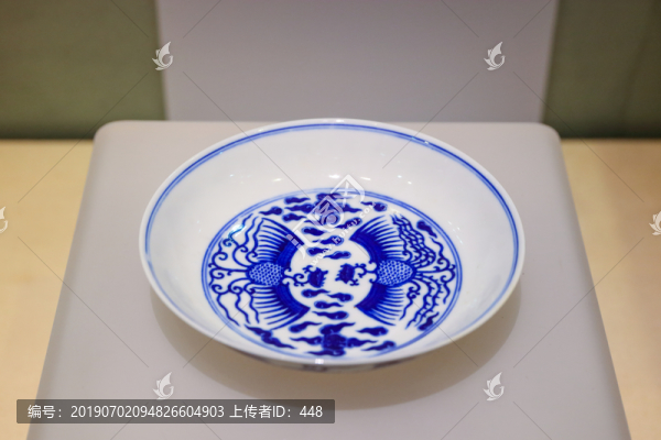 清代青花龍鳳盤