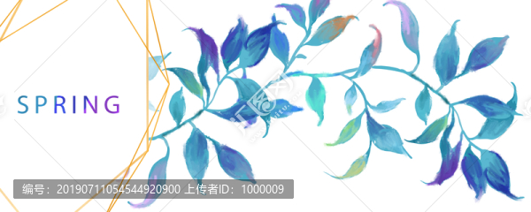 抽象美麗的水彩油畫(huà)葉子和分支