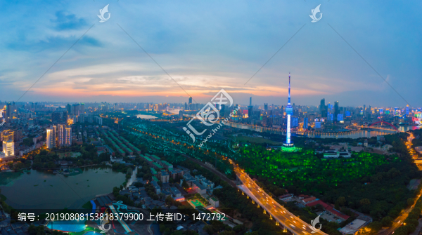 武漢夏日城市航拍傍晚和夜景風(fēng)光