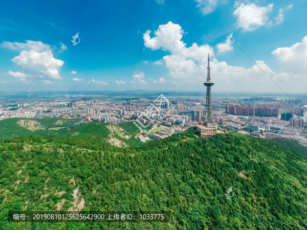航拍淮北市城市風光電視塔