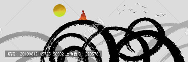 中式禪意水墨畫