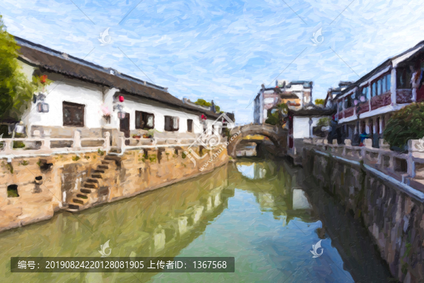 中國古鎮(zhèn)油畫