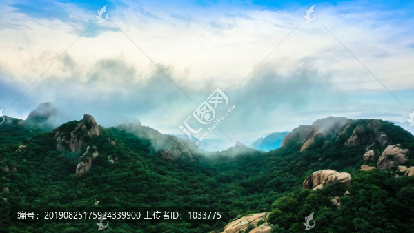 航拍山東日照五蓮山