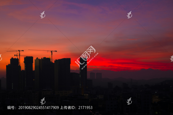 城市日落