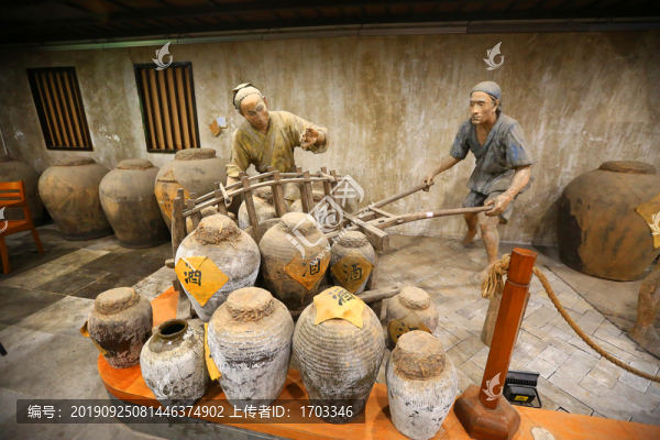 古代釀酒場(chǎng)景雕塑