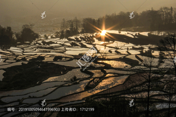中國(guó)云南元陽(yáng)菁口梯田日出