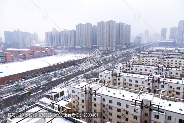 城市雪景