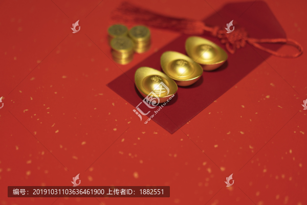 新年元寶紅色背景