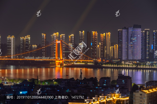 武漢鸚鵡洲長江大橋夜景風(fēng)光