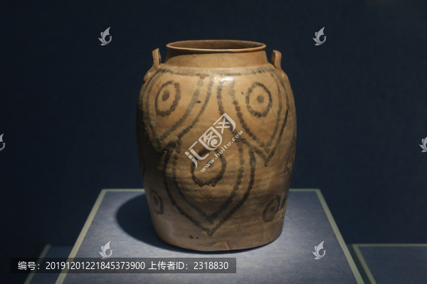 青釉綠彩聯(lián)珠紋雙系罐