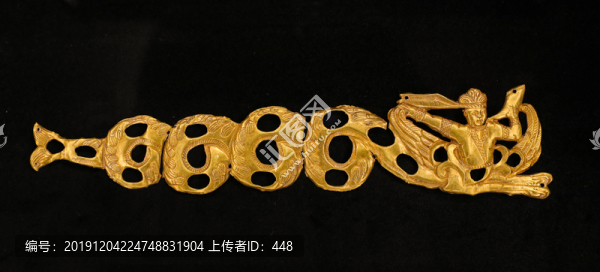 唐人身魚尾金飾片