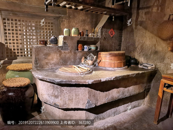 古代生活老屋灶臺