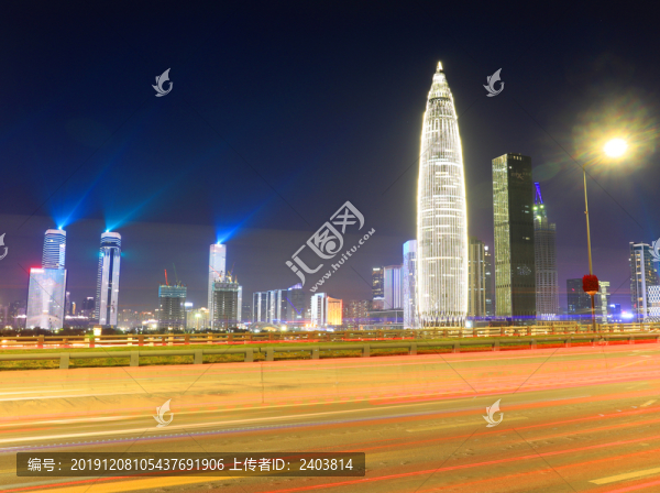 深圳灣后海大橋夜晚車流城市建筑