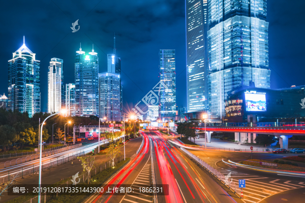 上海陸家嘴金融城街景夜景