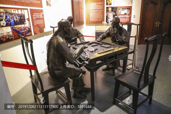 打麻將雕塑
