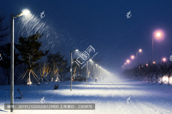 路燈與雪花