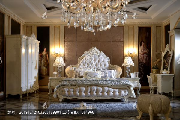 法式實(shí)木大床床頭柜梳妝臺(tái)家具
