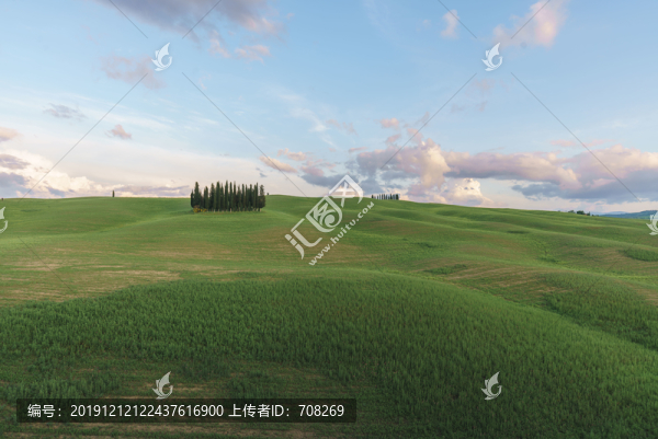 托斯卡奧爾恰谷波浪山丘田園黃昏