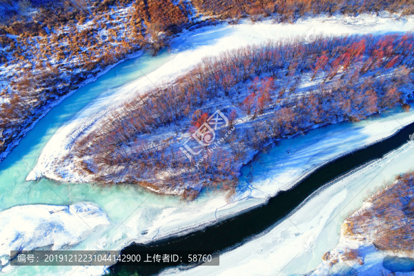 原野叢林冰封河流