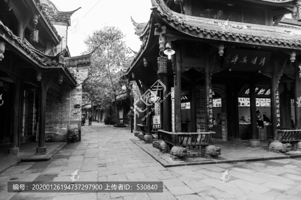 四川古鎮(zhèn)黑白照片