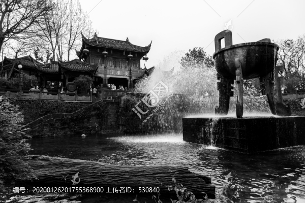 四川古鎮(zhèn)黑白照片