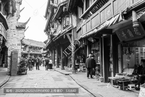 四川古鎮(zhèn)黑白照片