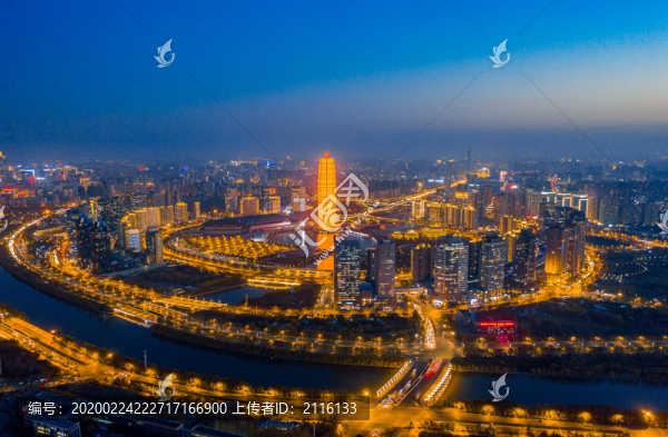鄭州CBD城市夜景風(fēng)光航拍圖