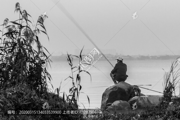 湖邊垂釣