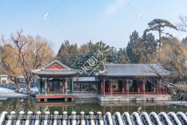 北京頤和園諧趣園雪景