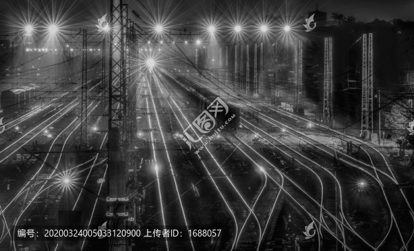 夜景鐵軌軌道