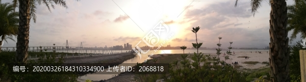 海平面日落全景