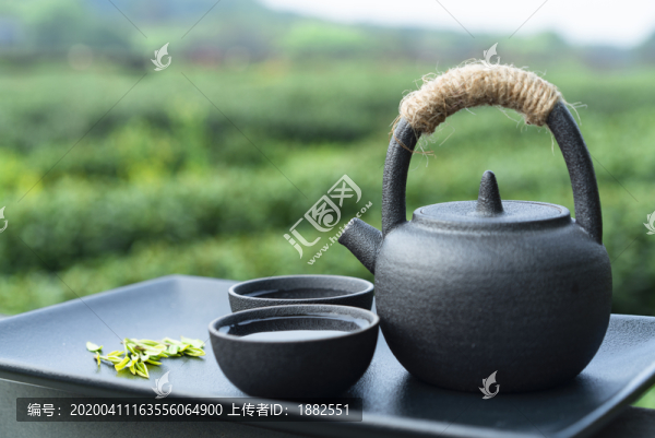 戶外茶道茶文化綠色背景