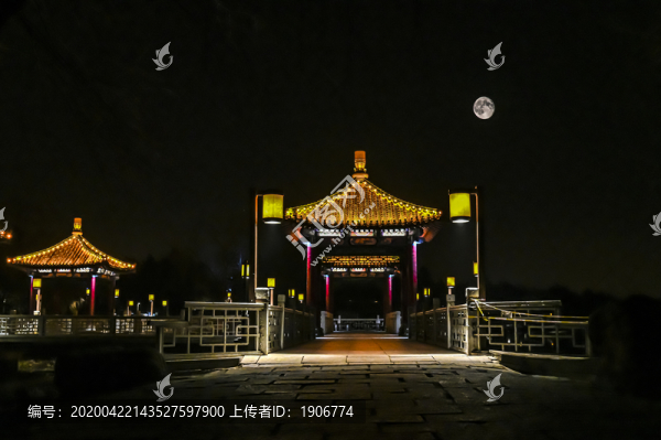 超級月亮下的中國長春市景觀