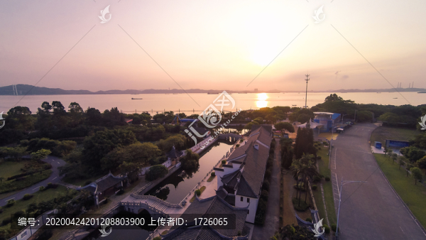 廣州南沙濱海公園天后宮航拍