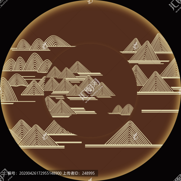 金色線條山峰裝飾畫
