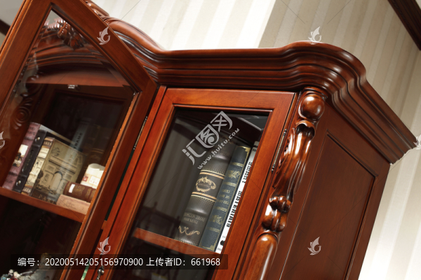 美式實(shí)木書柜柜角特寫