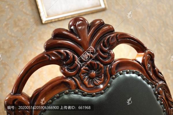 美式實(shí)木餐椅靠背雙面雕正面雕刻