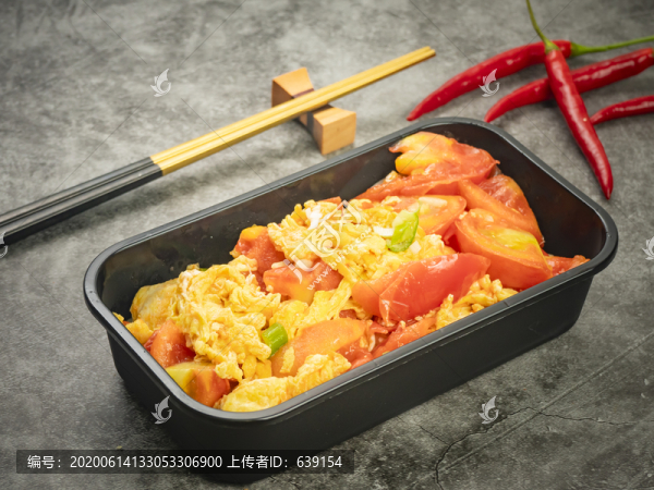 中餐外賣便當盒飯柿子雞蛋